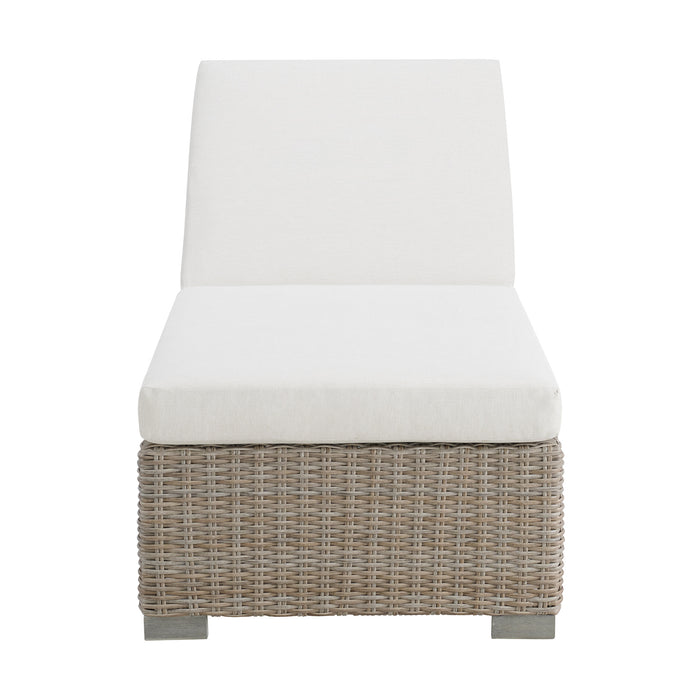 Ollie Chaise Lounge - Tan and Olefin White Cream