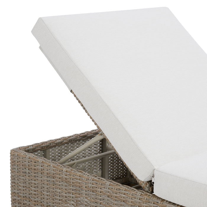 Ollie Chaise Lounge - Tan and Olefin White Cream