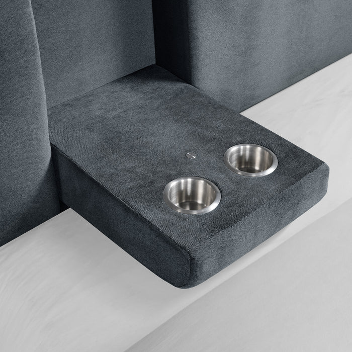 Ottawa King UPH Transformer Bed with Electronic Features in Grey Linen