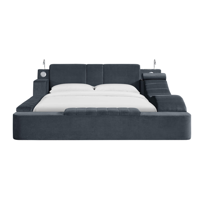 Ottawa King UPH Transformer Bed with Electronic Features in Grey Linen