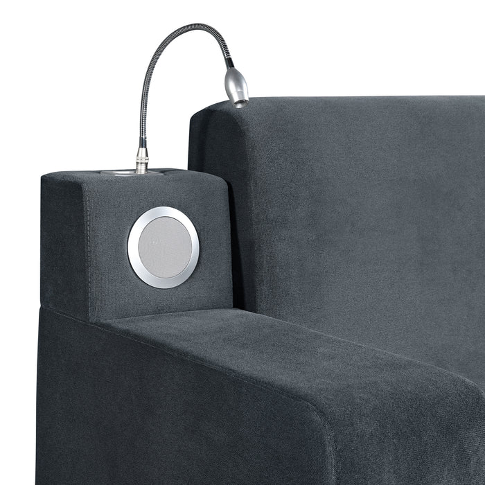 Ottawa King UPH Transformer Bed with Electronic Features in Grey Linen