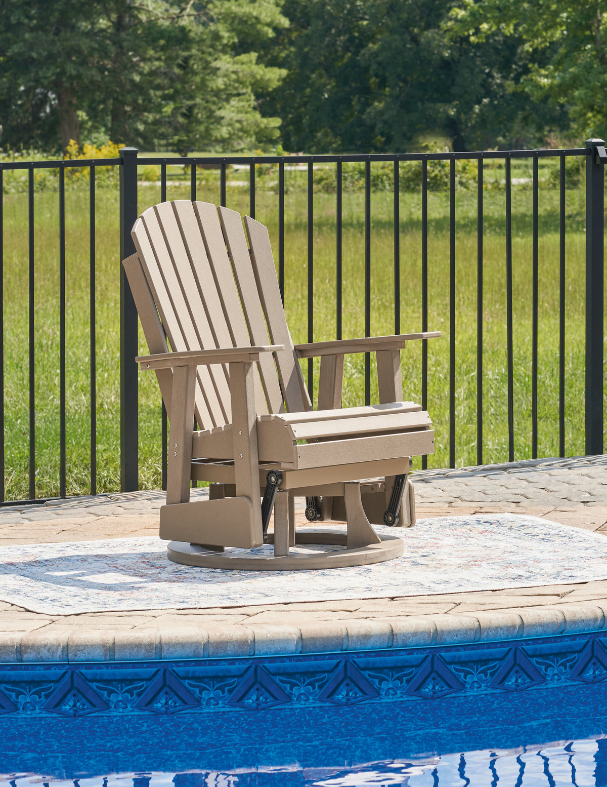 Homestyle Furniture - Ashley Furniture - Hyland Wave Outdoor Swivel Glider Chair - Swivel Glider Chair / Driftwood - P114-820