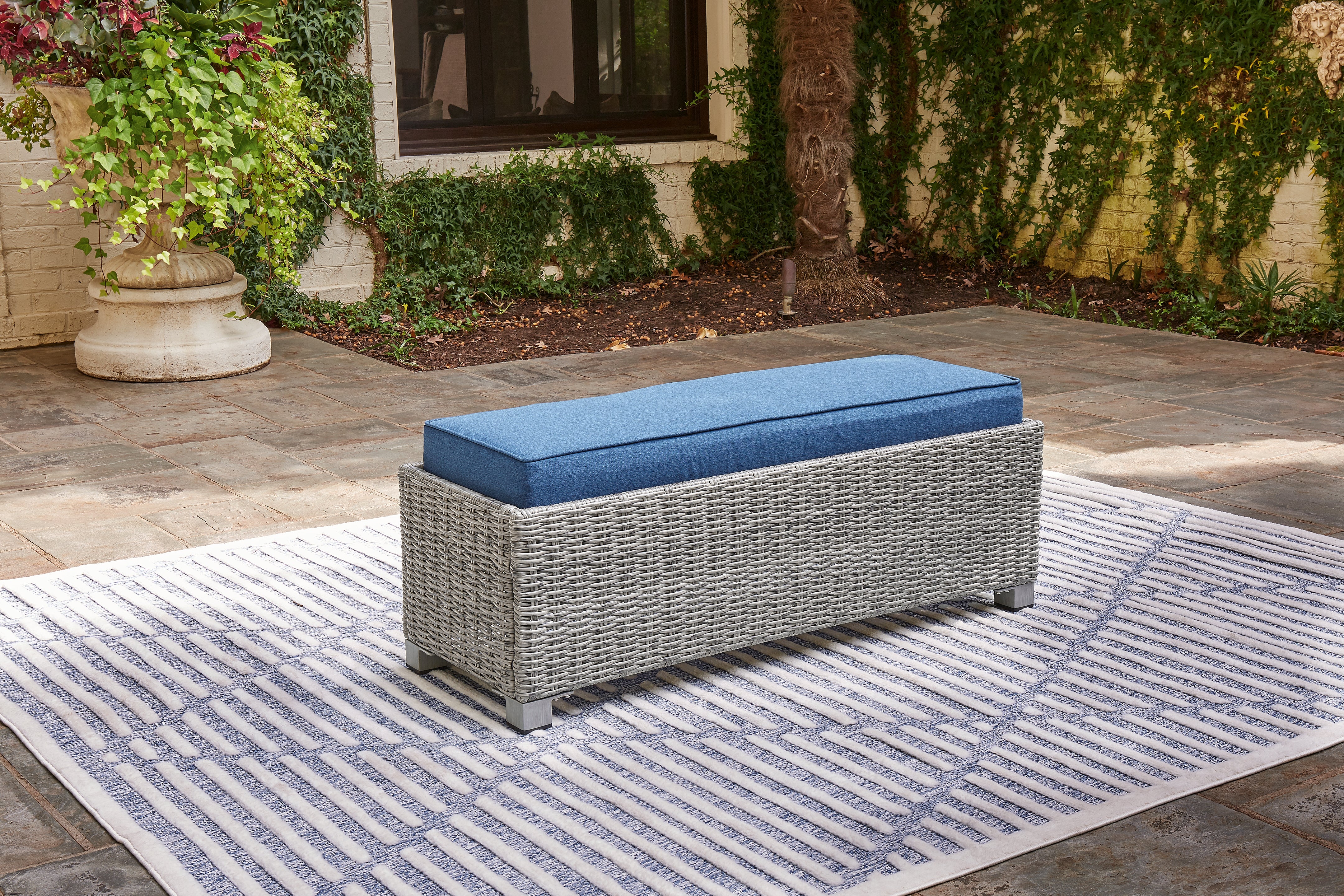 Homestyle Furniture - Ashley Furniture - Naples Beach Outdoor Bench with Cushion - Bench with Cushion - P439-600