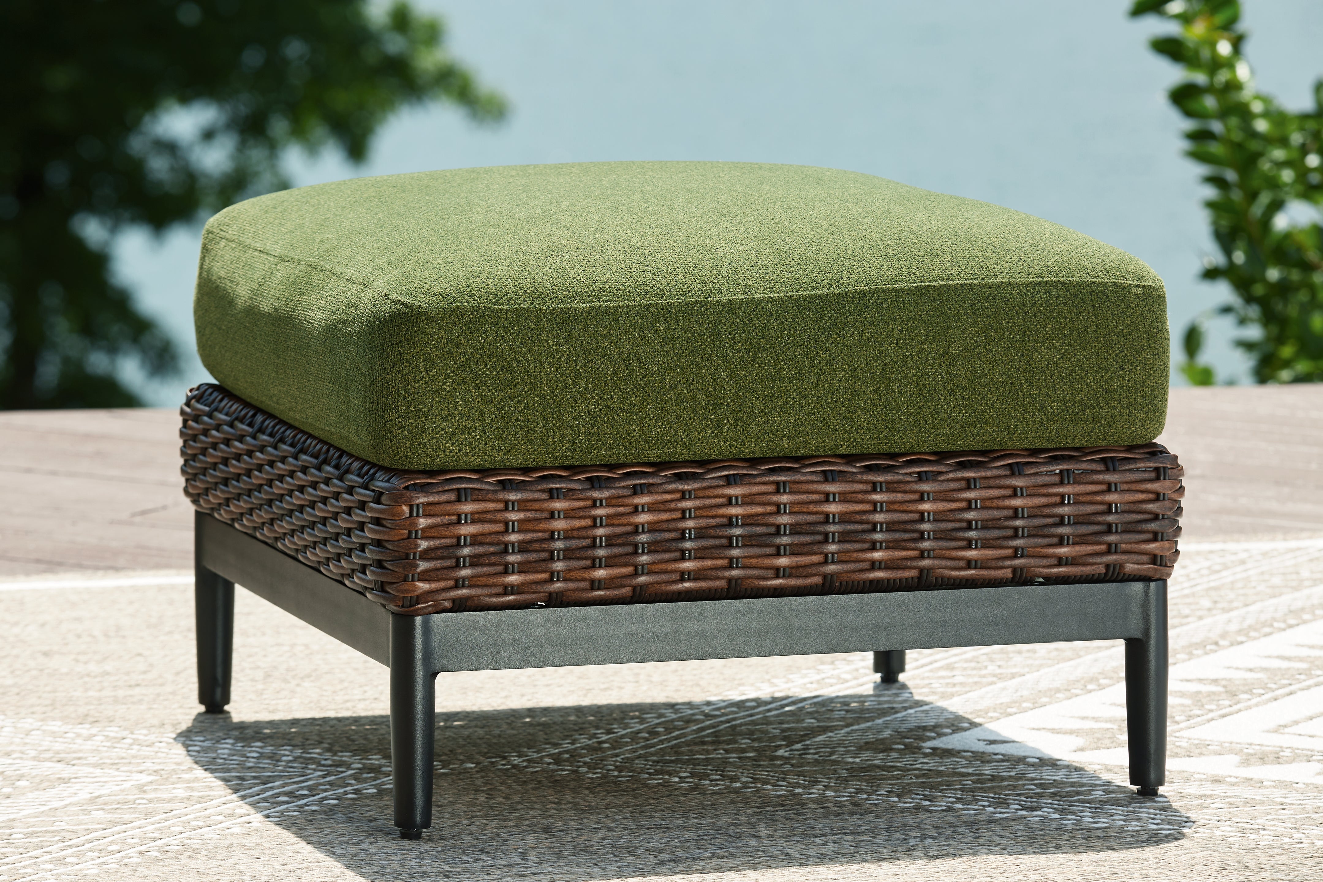 Homestyle Furniture - Ashley Furniture - Horizon Hall Outdoor Ottoman with Cushion - Ottoman with Cushion - P572-814