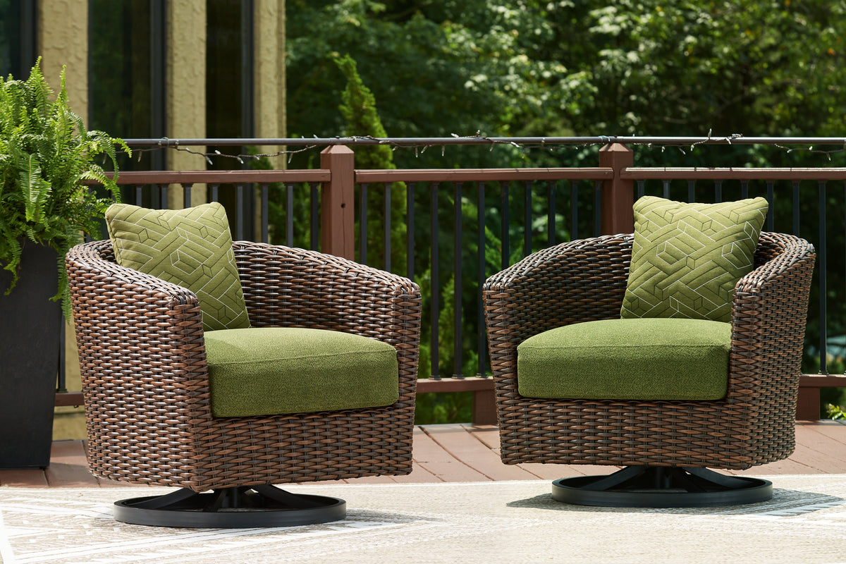 Homestyle Furniture - Ashley Furniture - Horizon Hall Outdoor Swivel Lounge Chair with Cushion - Swivel Lounge w/ Cushion - P572-821