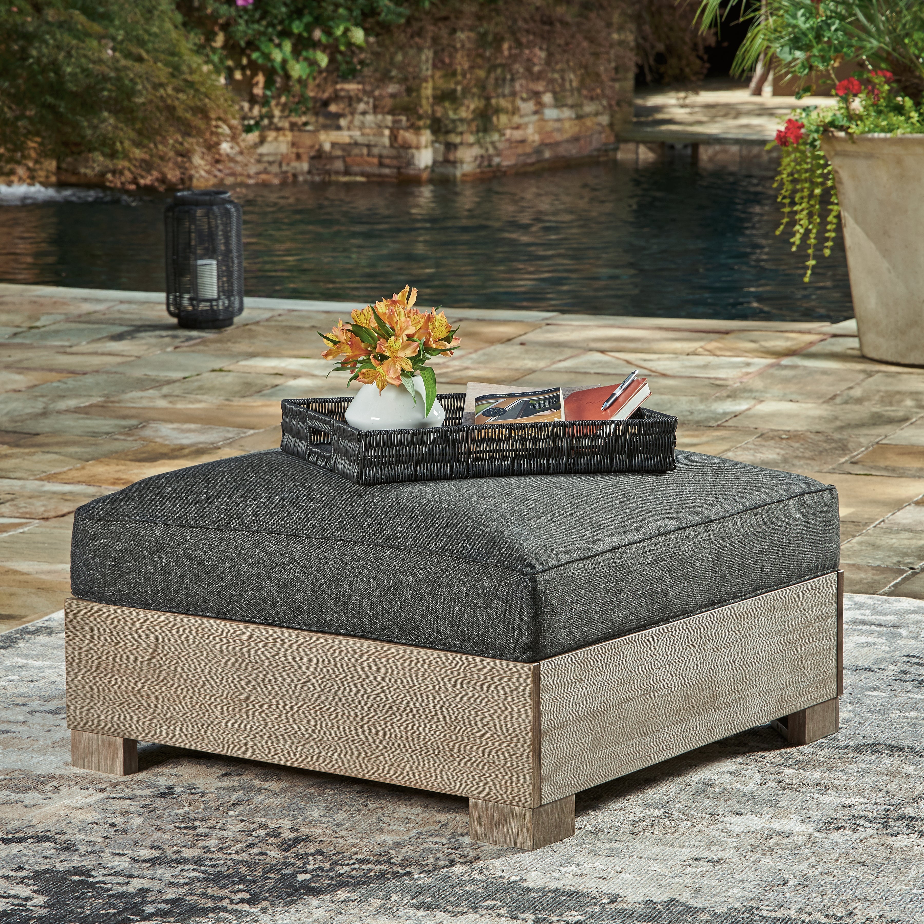 Homestyle Furniture - Ashley Furniture - Citrine Park Outdoor Ottoman with Cushion - Ottoman with Cushion - P660-814