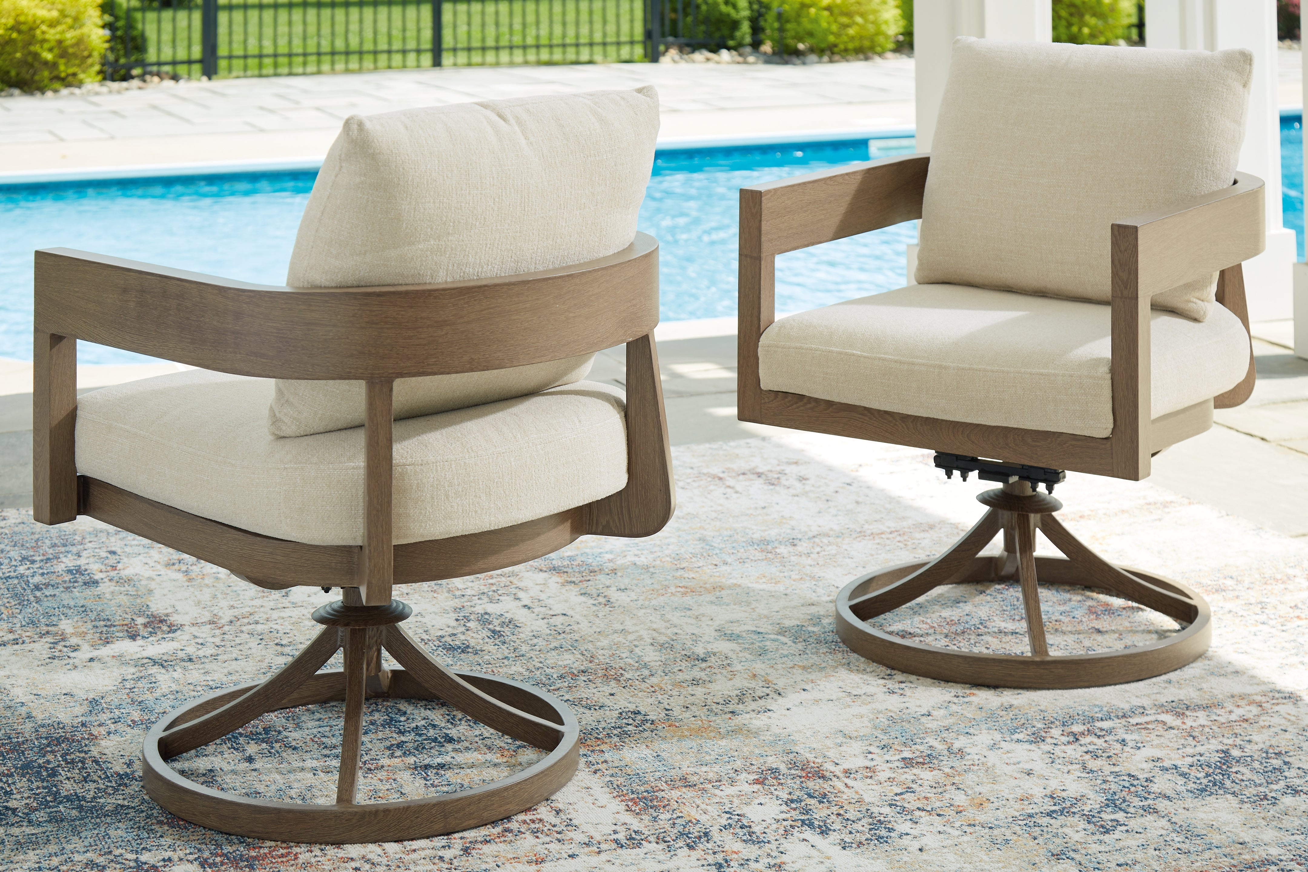 Homestyle Furniture - Ashley Furniture - Serene Bay Outdoor Swivel Dining Chair with Cushion (Set of 2) - Swivel Chair w/Cushion (Set of 2) - P671-602A