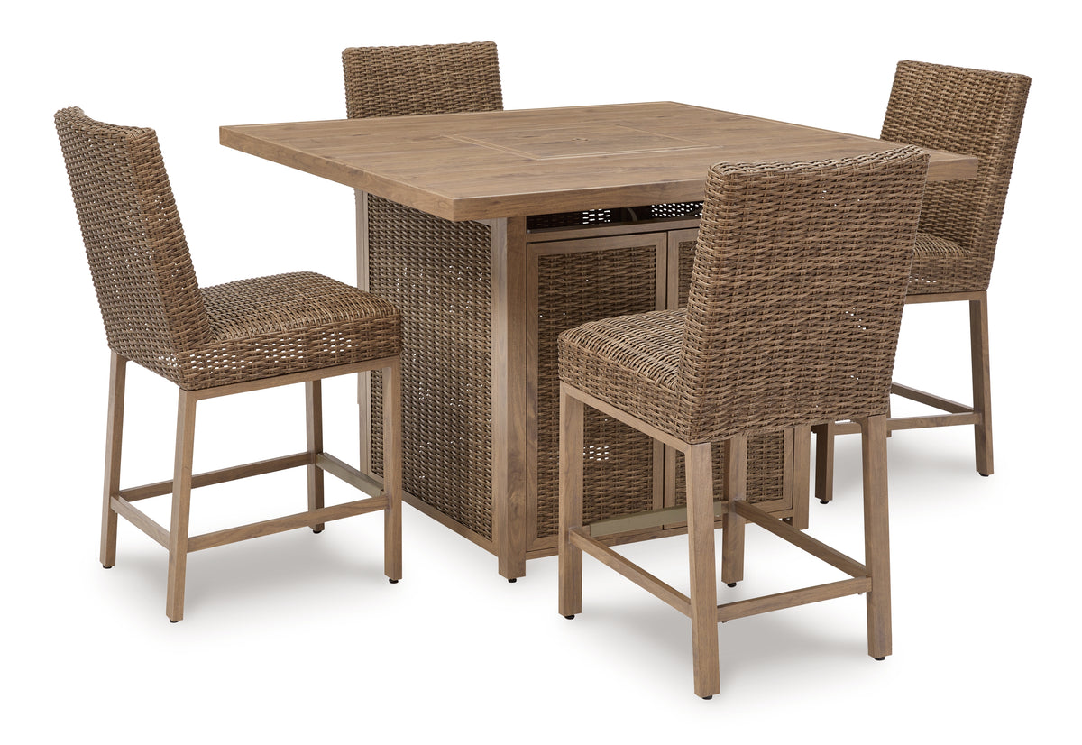 Homestyle Furniture - Ashley Furniture - Walton Bridge Outdoor Bar Table and 4 Barstools - Outdoor Bar Table and 4 Barstools - P749P1