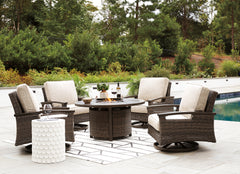 Paradise Trail Outdoor Fire Pit Table with 4 Lounge Chairs