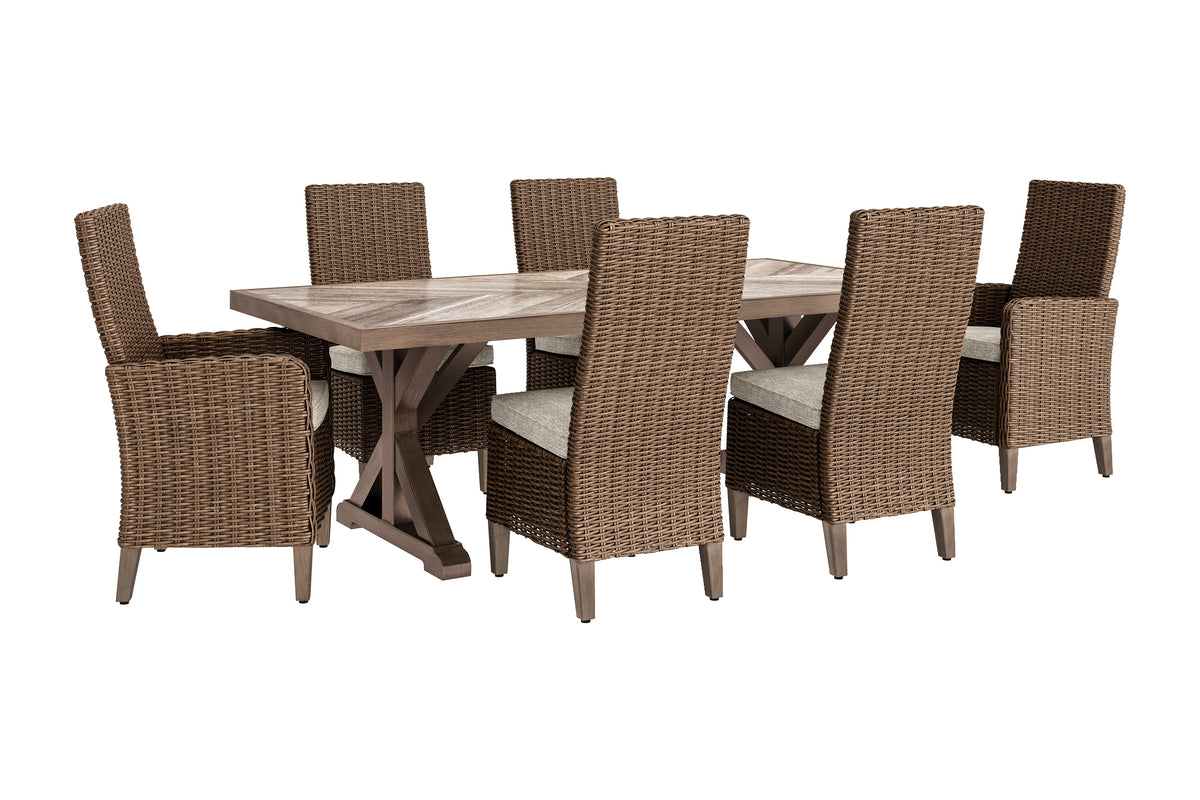 Homestyle Furniture - Ashley Furniture - Beachcroft Outdoor Dining Table with 6 Chairs - Outdoor Dining Table with 6 Chairs - P791P2