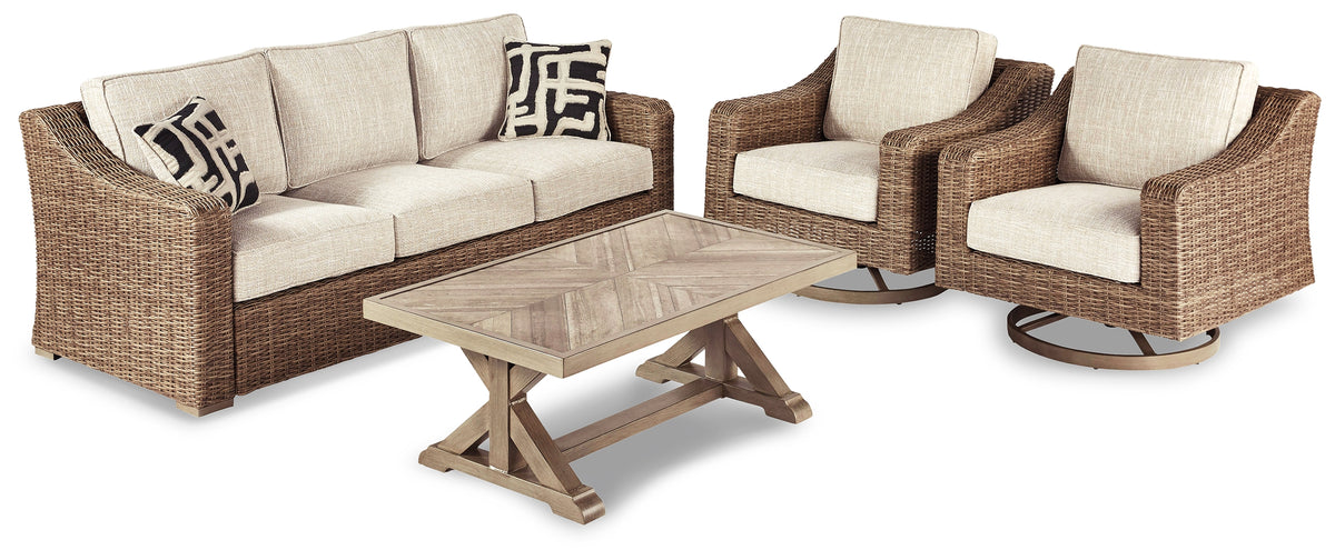 Homestyle Furniture - Ashley Furniture - Beachcroft Outdoor Sofa with Coffee Table and 2 End Tables - Outdoor Sofa with Coffee Table and 2 End Tables - P791P15