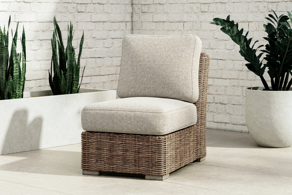Homestyle Furniture - Ashley Furniture - Beachcroft Outdoor Armless Chair with Cushion - Armless Chair w/Cushion - P791-846