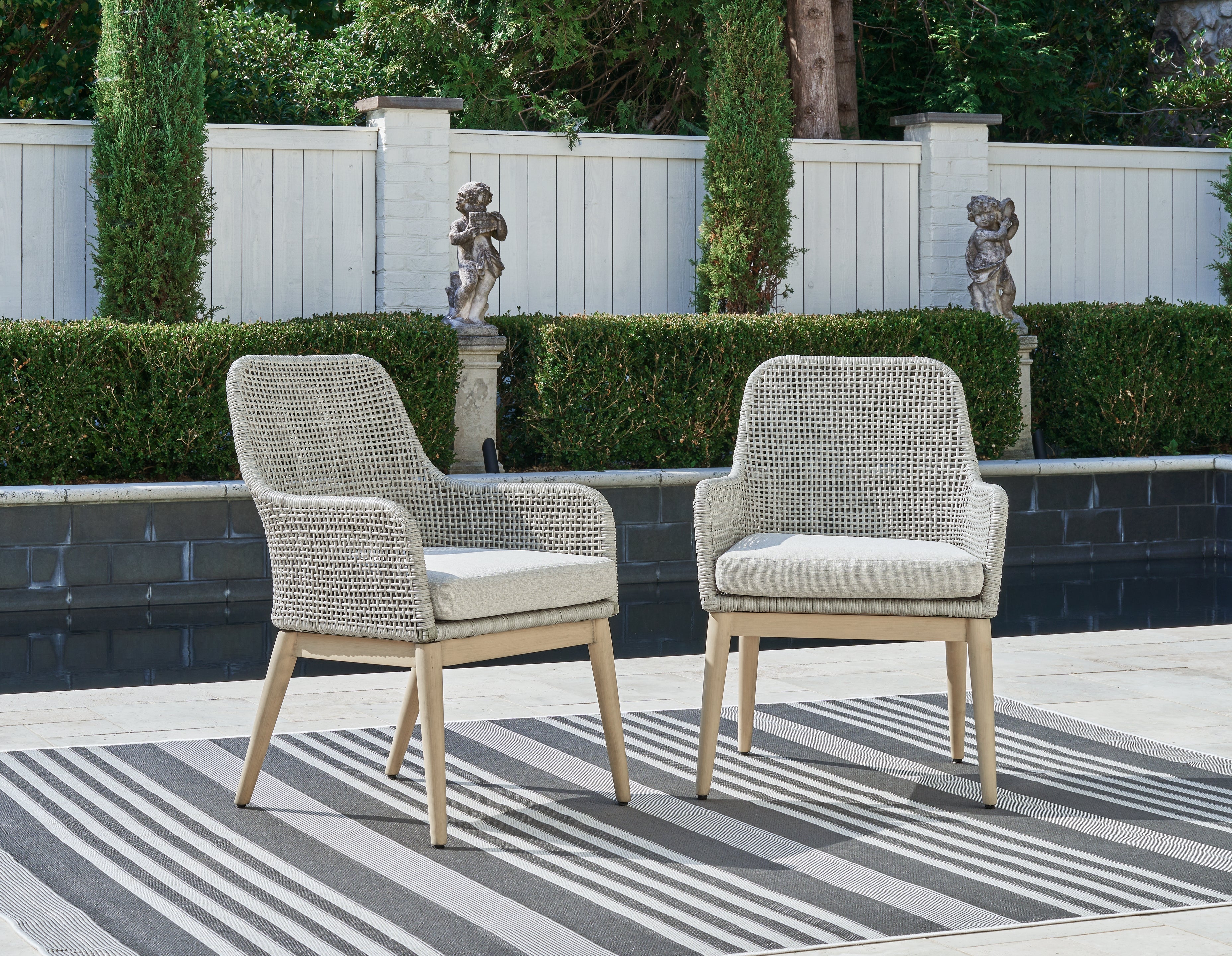 Homestyle Furniture - Ashley Furniture - Seton Creek Outdoor Dining Arm Chair (Set of 2) - Arm Chair With Cushion (Set of 2) - P798-601A