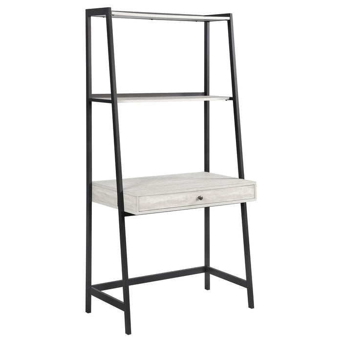 Pinckard 1-drawer Ladder Desk Grey Stone and Black image