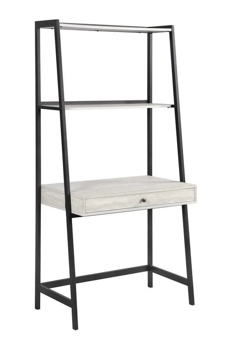 Pinckard 1-drawer Ladder Desk Grey Stone and Black  Homestyle Furniture (ARk)