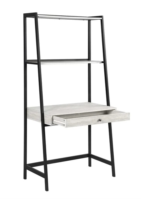 Pinckard 1-drawer Ladder Desk Grey Stone and Black  Homestyle Furniture (ARk)