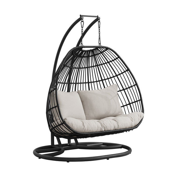 Playa Double Swing Chair Complete - Dark Grey and Olefin Beige