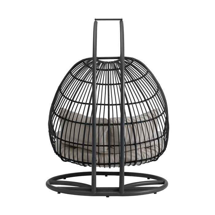 Playa Double Swing Chair Complete - Dark Grey and Olefin Beige
