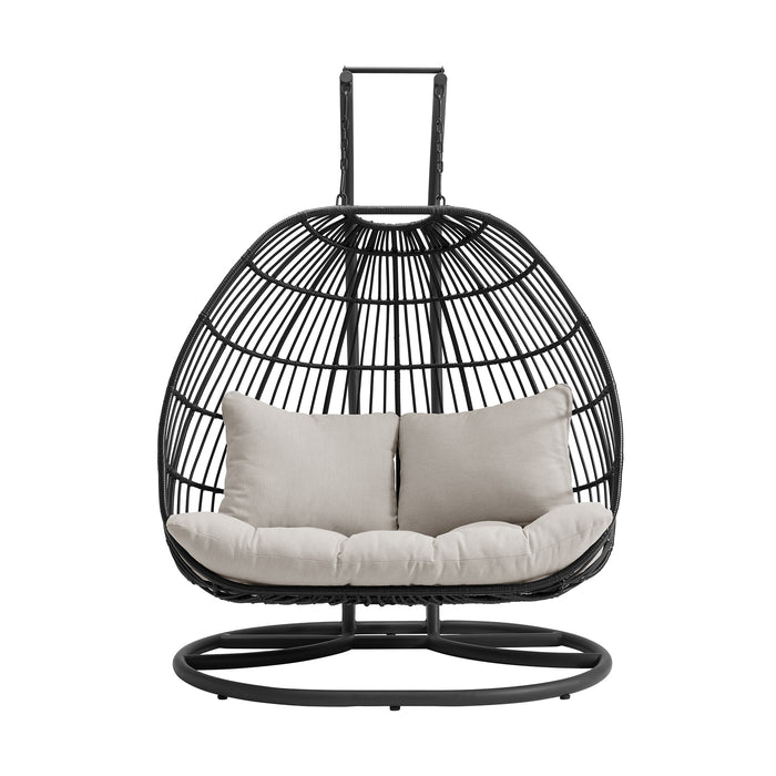 Playa Double Swing Chair Complete - Dark Grey and Olefin Beige