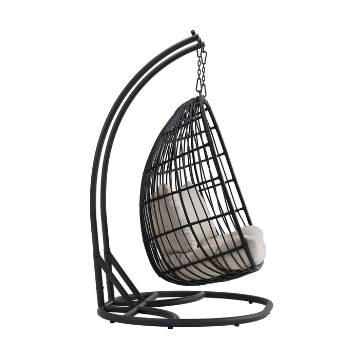 Playa Double Swing Chair Complete - Dark Grey and Olefin Beige