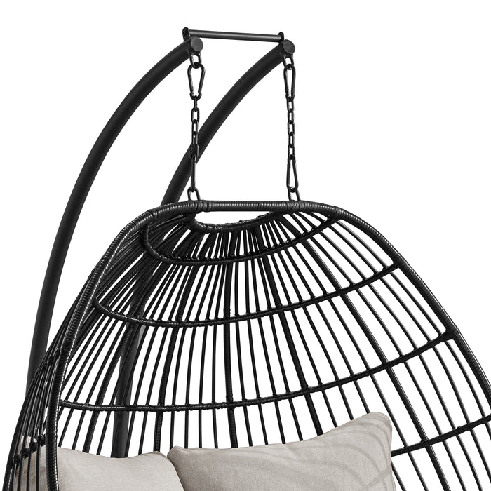 Playa Double Swing Chair Complete - Dark Grey and Olefin Beige