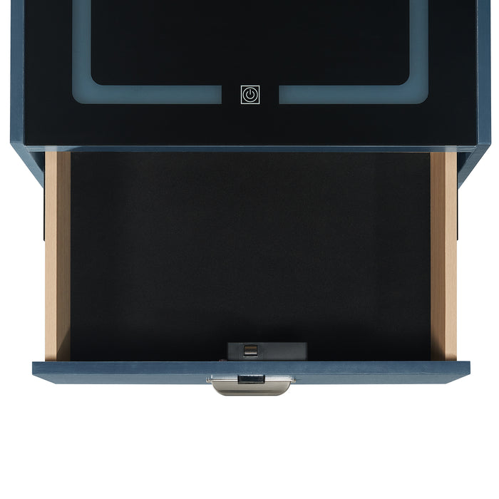 Rio Nightstand with Electronic Features in Blue