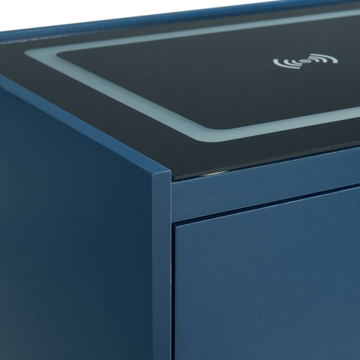 Rio Nightstand with Electronic Features in Blue