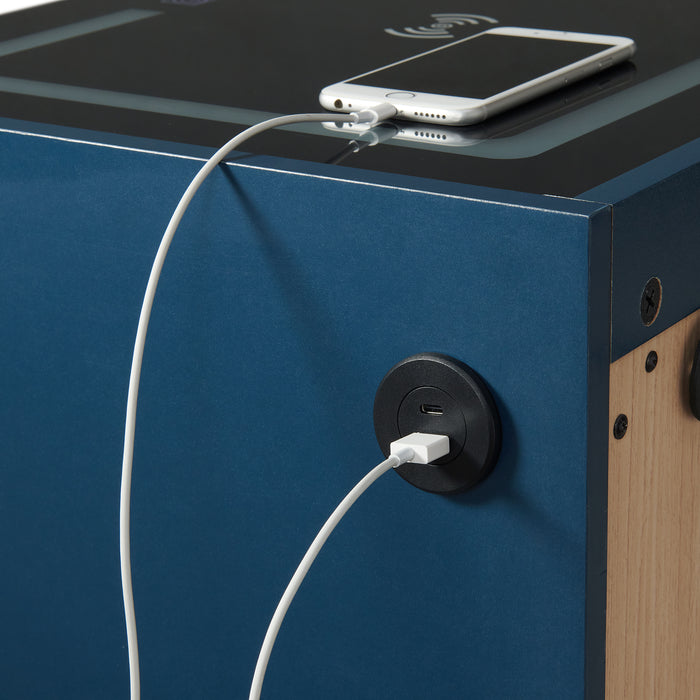 Rio Nightstand with Electronic Features in Blue
