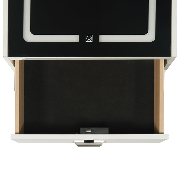 Rio Nightstand with Electronic Features in White