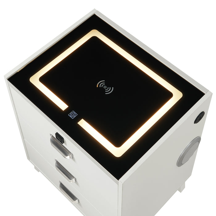 Rio Nightstand with Electronic Features in White