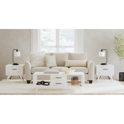 Rogen Rustic End Table in Rustic White – SKU T-12850-7-ET | HomeStyle Furniture