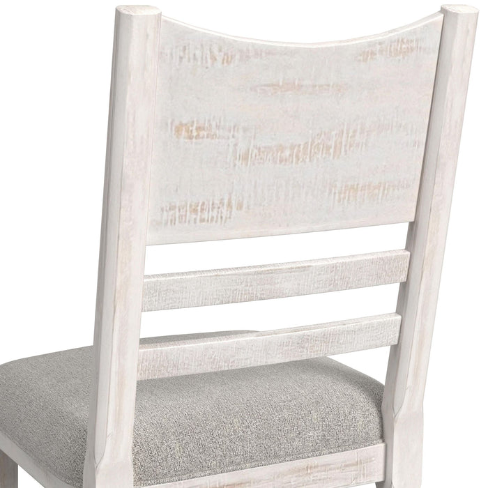 Rogen Rustic Counter Side Chair with Grey Fabric in Rustic White (2 Per Carton)