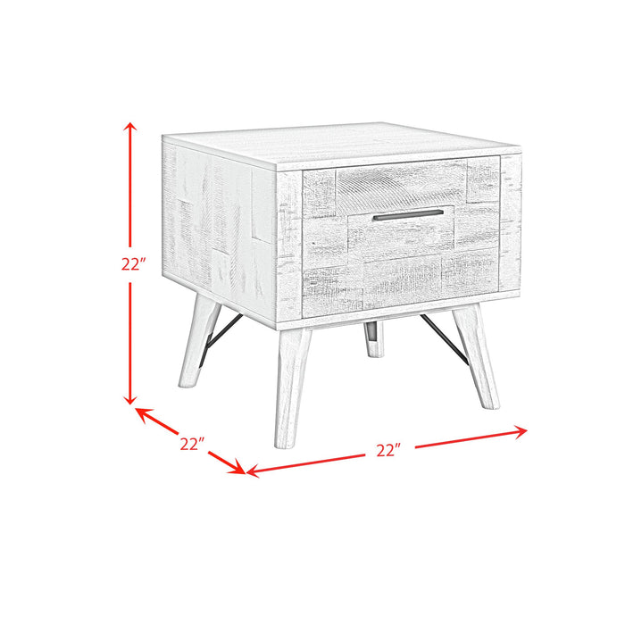Rogen Rustic End Table in Rustic White
