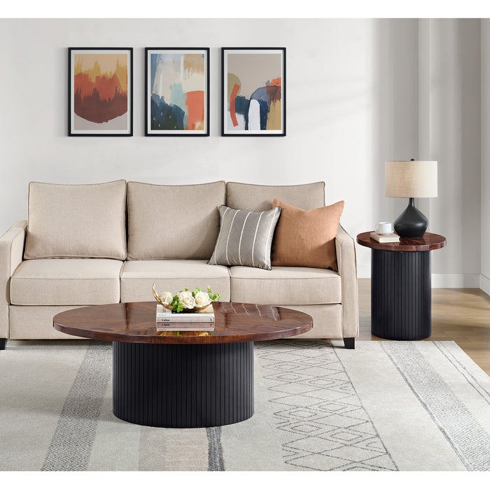Rosemond Oval Coffee Table with Top in Cherry and Base in Black – SKU T-13170-5-CT | HomeStyle Furniture