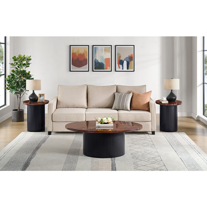 Rosemond Oval Coffee Table with Top in Cherry and Base in Black