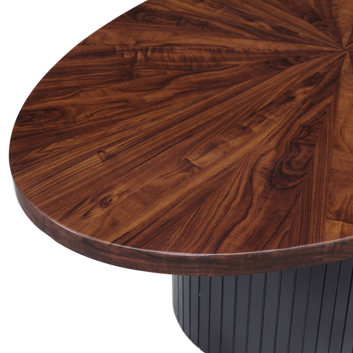 Rosemond Oval Coffee Table with Top in Cherry and Base in Black