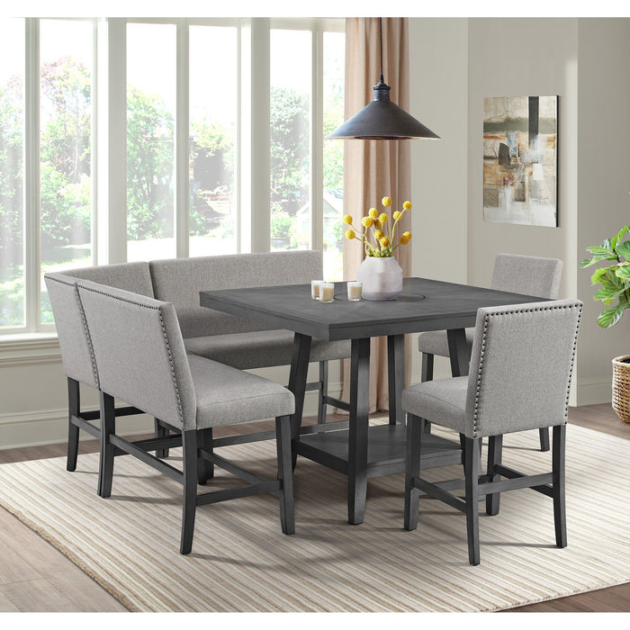 Seneca Square Counter Table with Lazy Susan in Grey