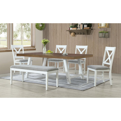 Summerville 6PC Dining Set with Table, 4 Chairs, and Bench in Oak and Antique White – SKU D-9610-7-6DS | HomeStyle Furniture