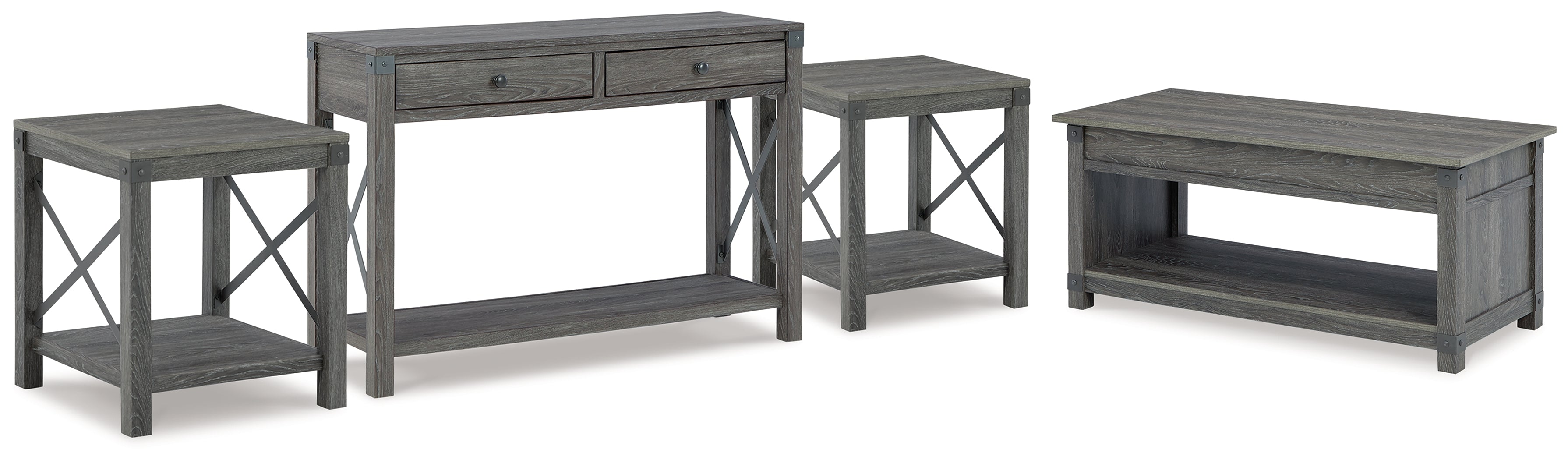Homestyle Furniture - Ashley Furniture - Freedan Lift-top Coffee Table, 2 End Tables and Console - Lift-top Coffee Table, 2 End Tables and Console - T175T2