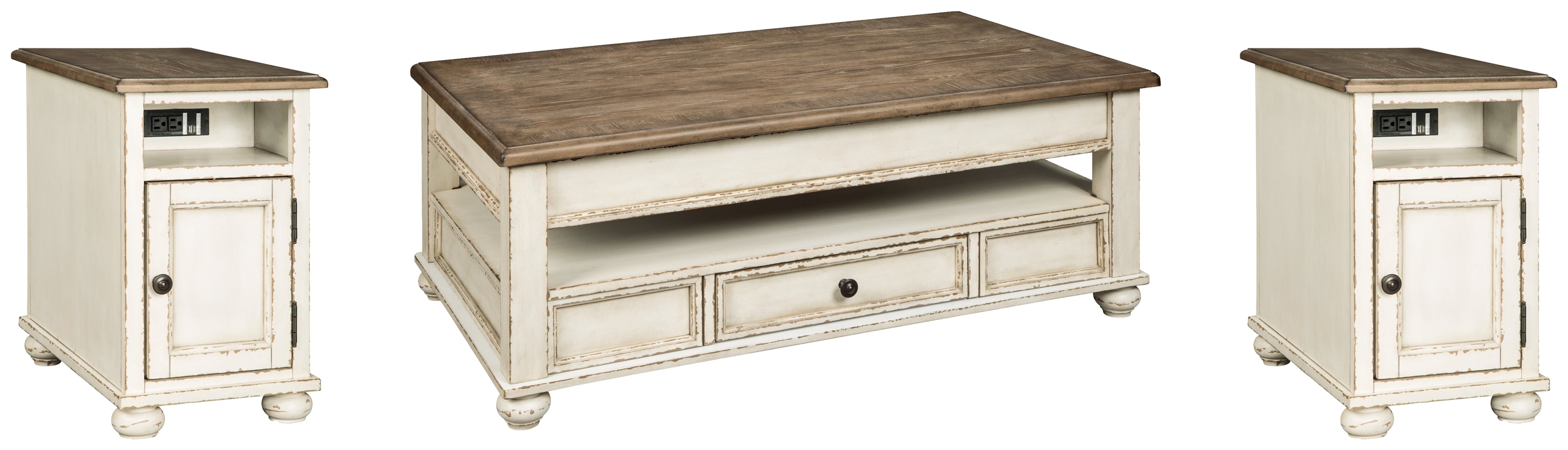 Homestyle Furniture - Ashley Furniture - Realyn Coffee Table and 2 Chairside End Tables - Coffee Table and 2 Chairside End Tables - T523T1