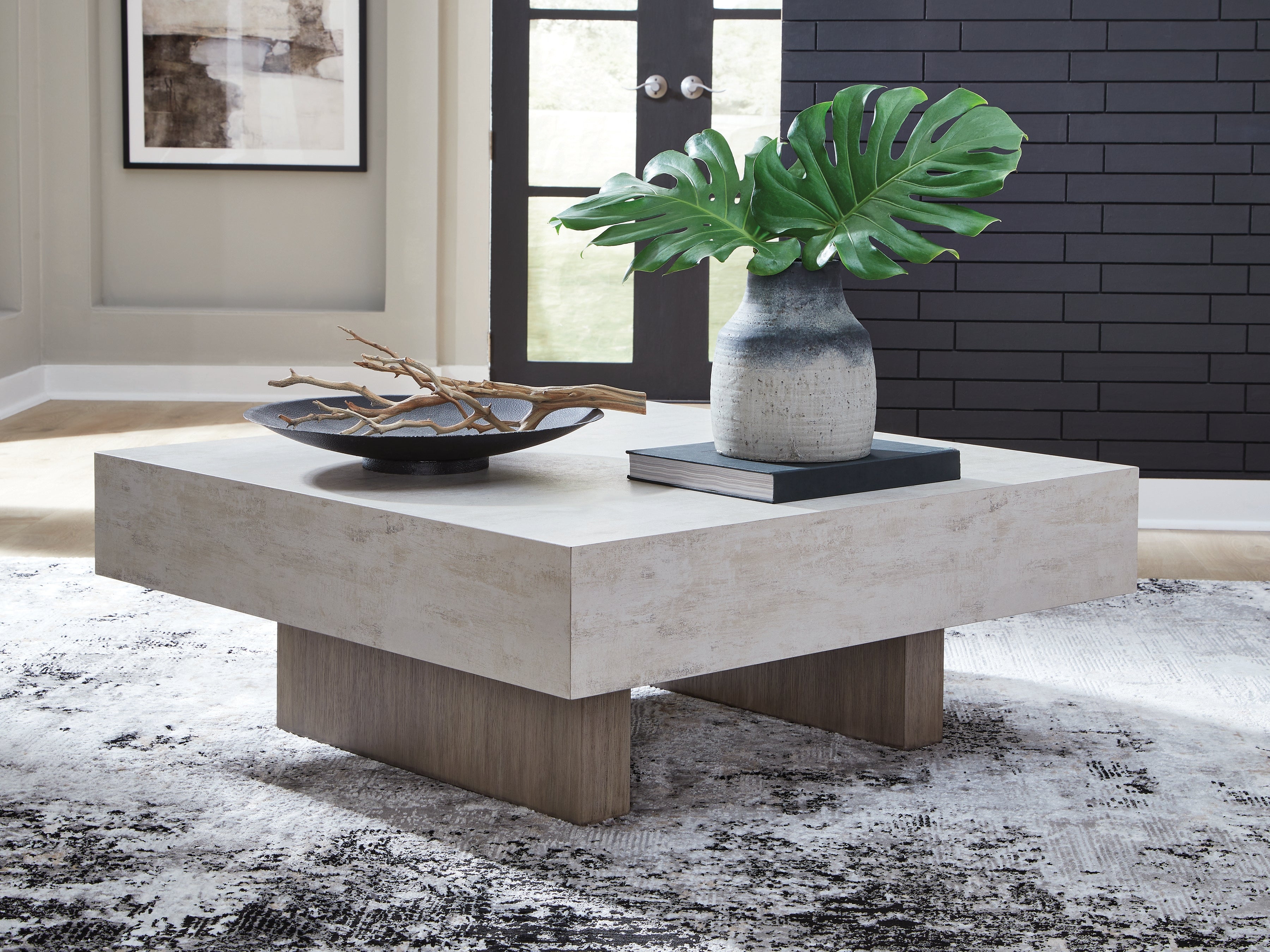 Homestyle Furniture - Ashley Furniture - Jorlaina Coffee Table - Square Cocktail Table / Light Grayish Brown - T622-8