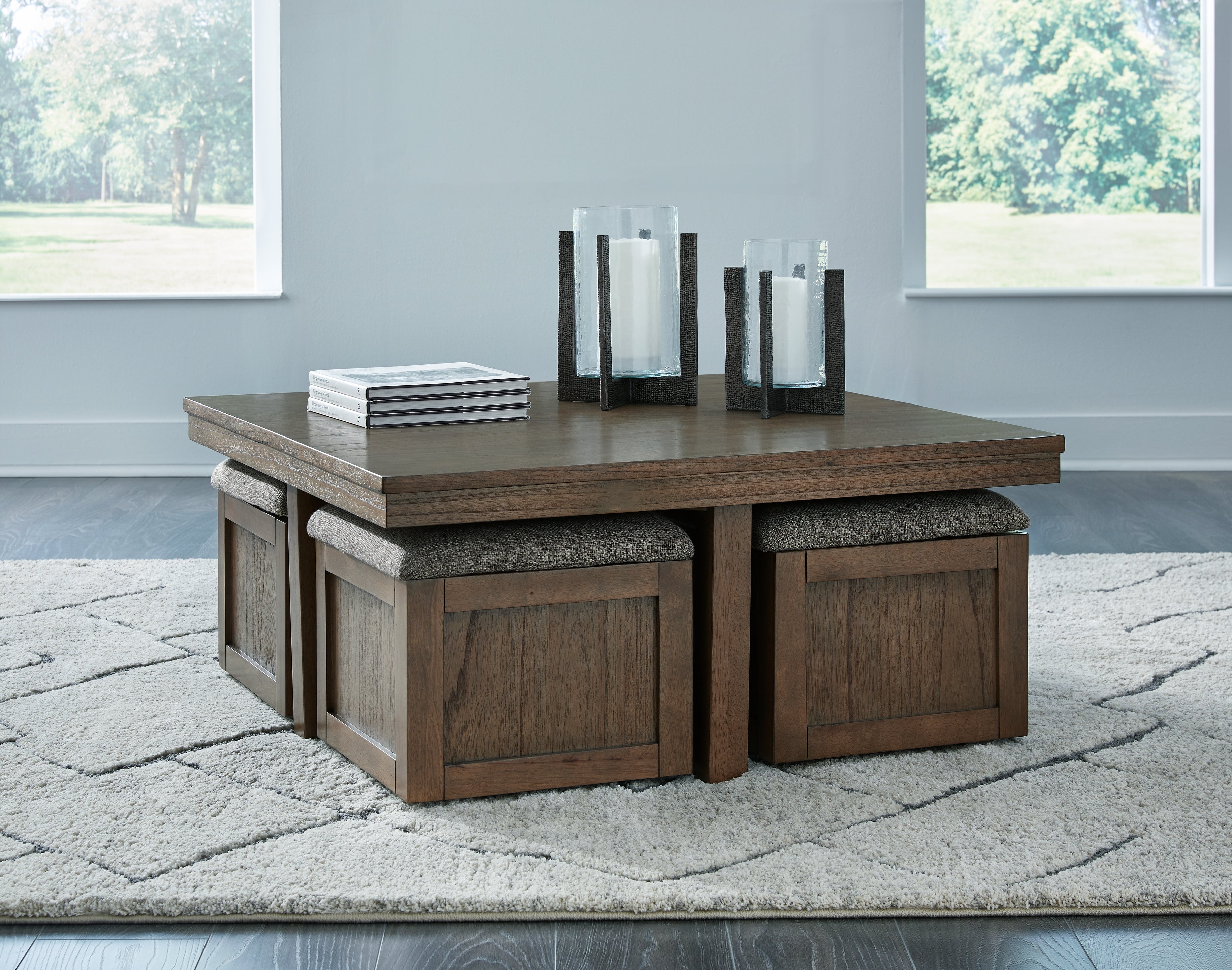 Homestyle Furniture - Ashley Furniture - Boardernest Coffee Table with 4 Stools - Cocktail TBL w/4 Stools (5/CN) - T738-20