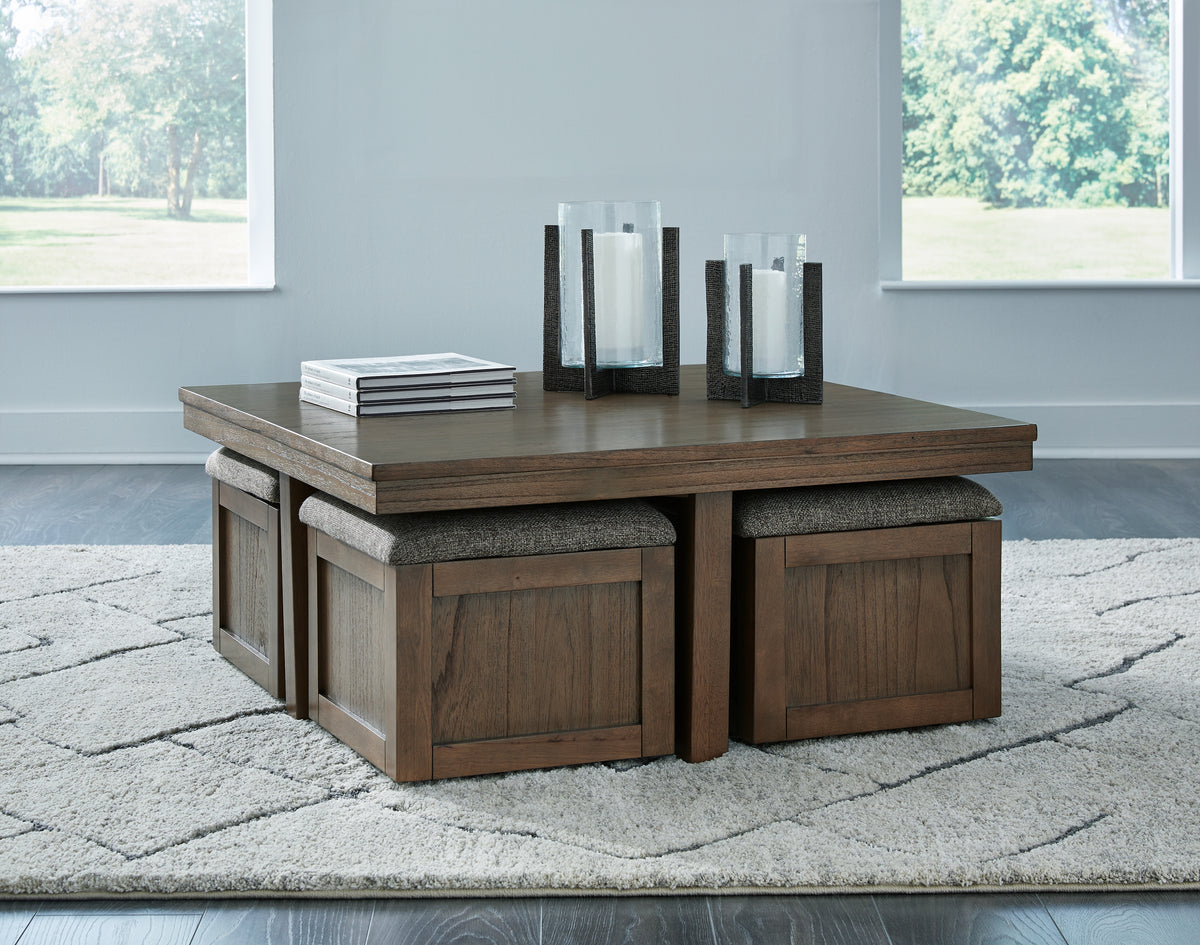 Homestyle Furniture - Ashley Furniture - Boardernest Coffee Table with 4 Stools - Cocktail TBL w/4 Stools (5/CN) - T738-20