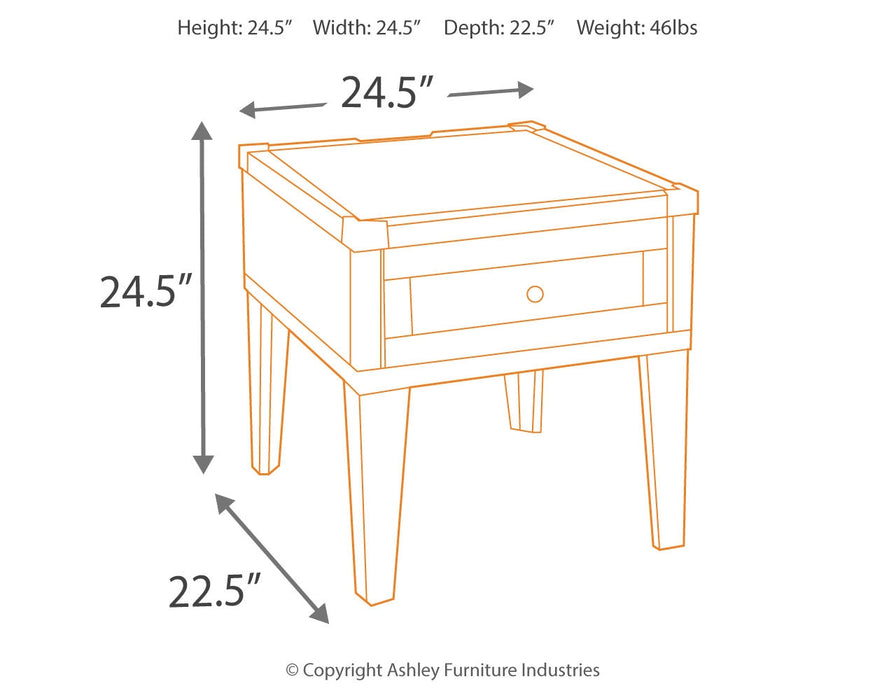 Todoe End Table with USB Ports & Outlets  Homestyle Furniture (ARk)