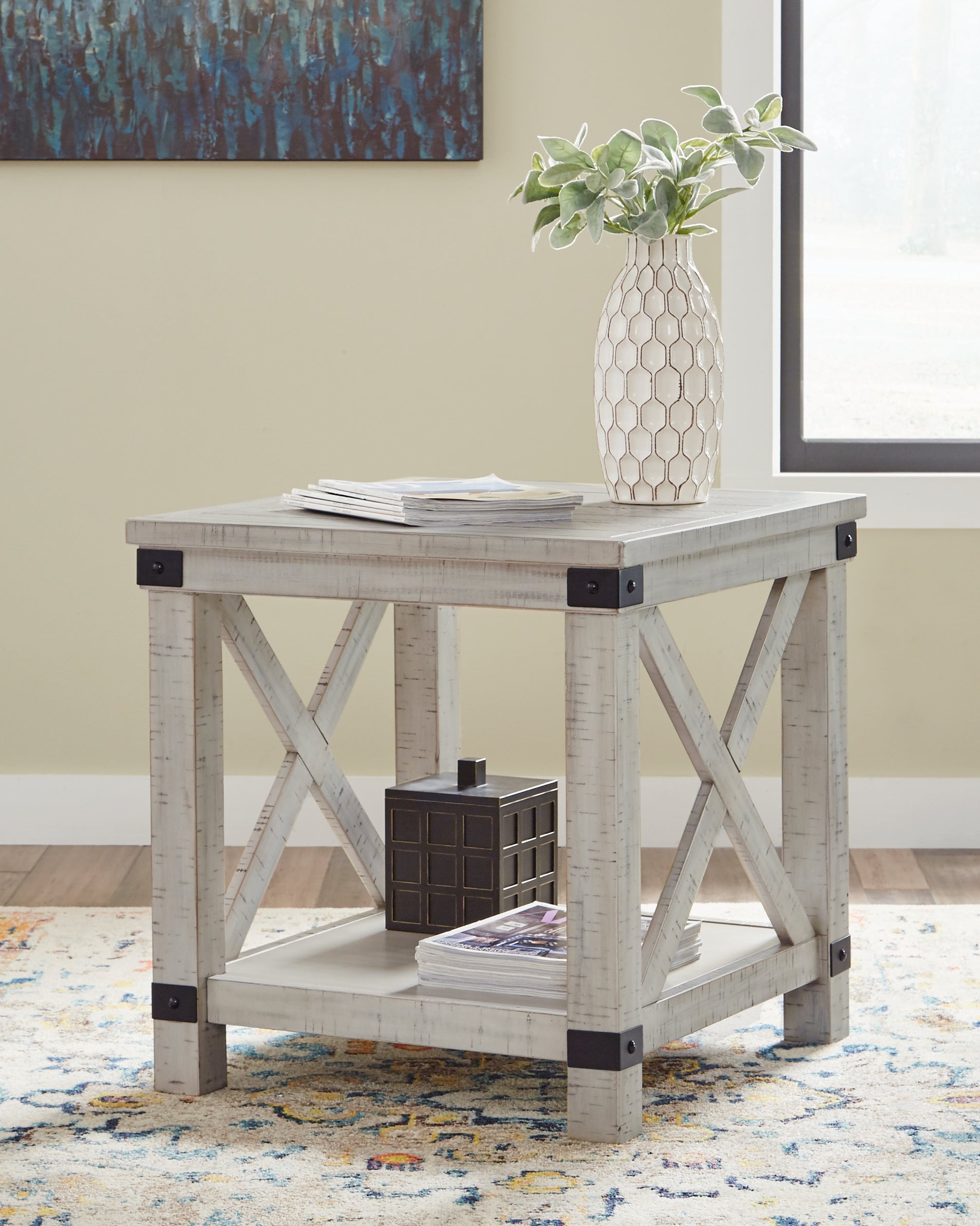Homestyle Furniture - Ashley Furniture - Carynhurst End Table - Rectangular End Table / Whitewash - T929-3