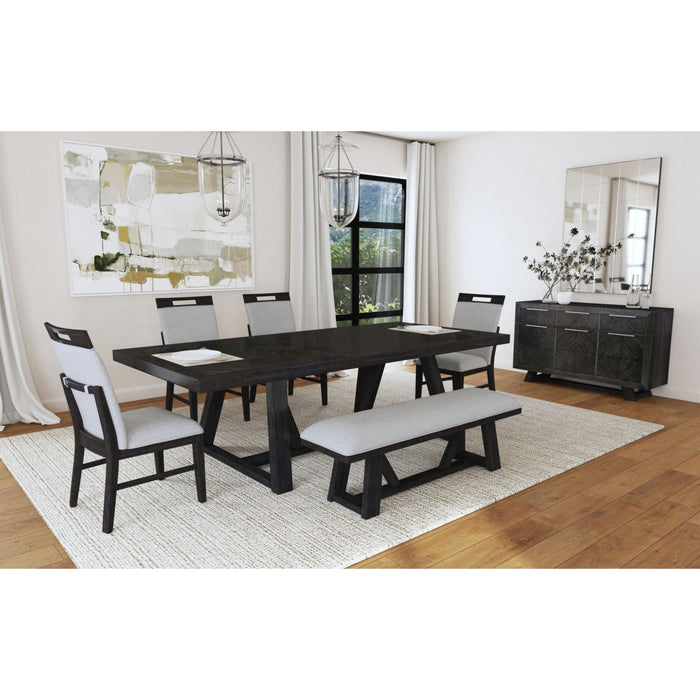 Transcend Dining Table with 22"" Leaf in Charcoal