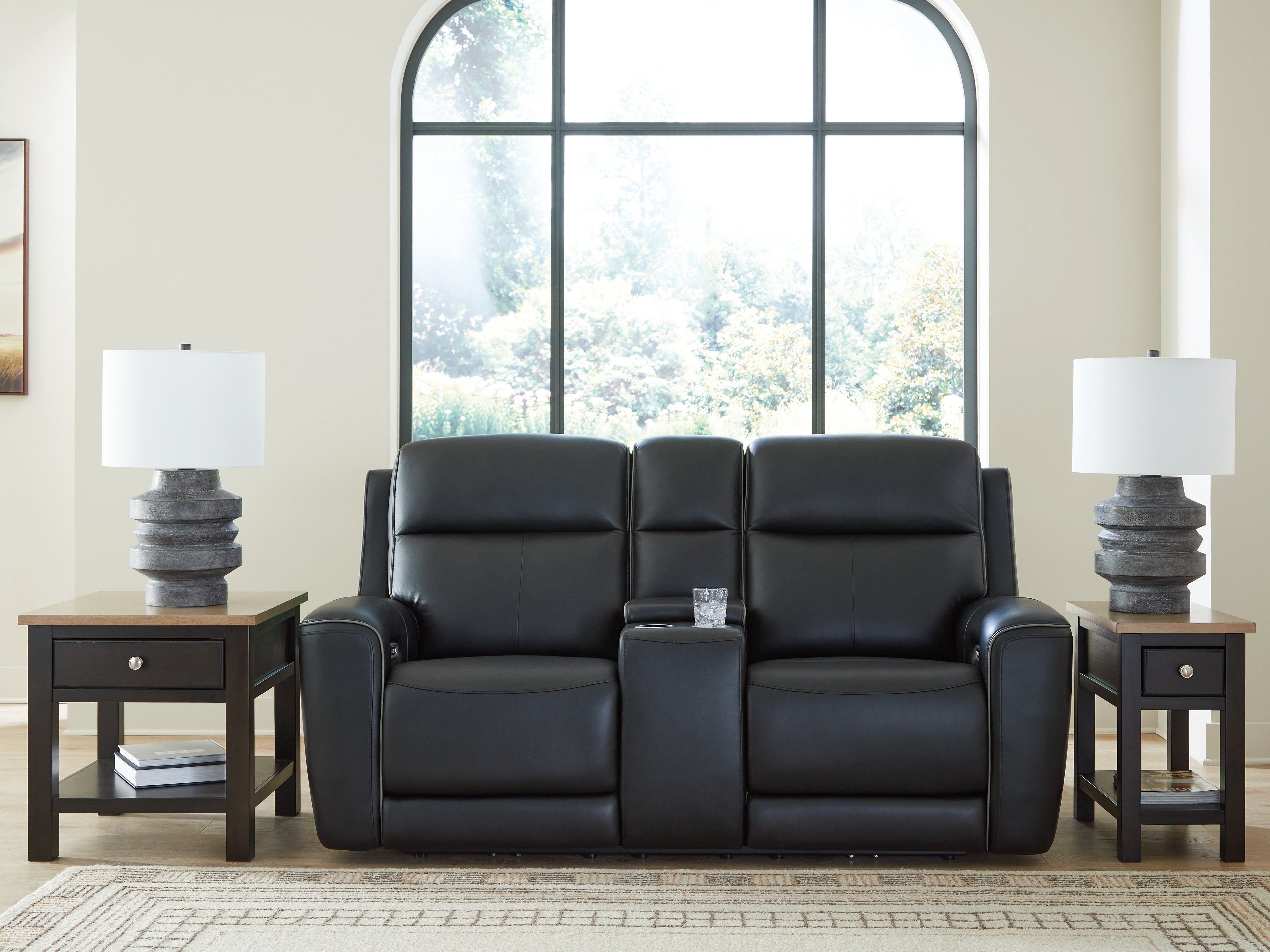 Homestyle Furniture - Ashley Furniture - 5Z-Comfort Power Reclining Loveseat with Console - PWR REC Loveseat/CON/ADJ HDRST / Onyx - PCU1090218