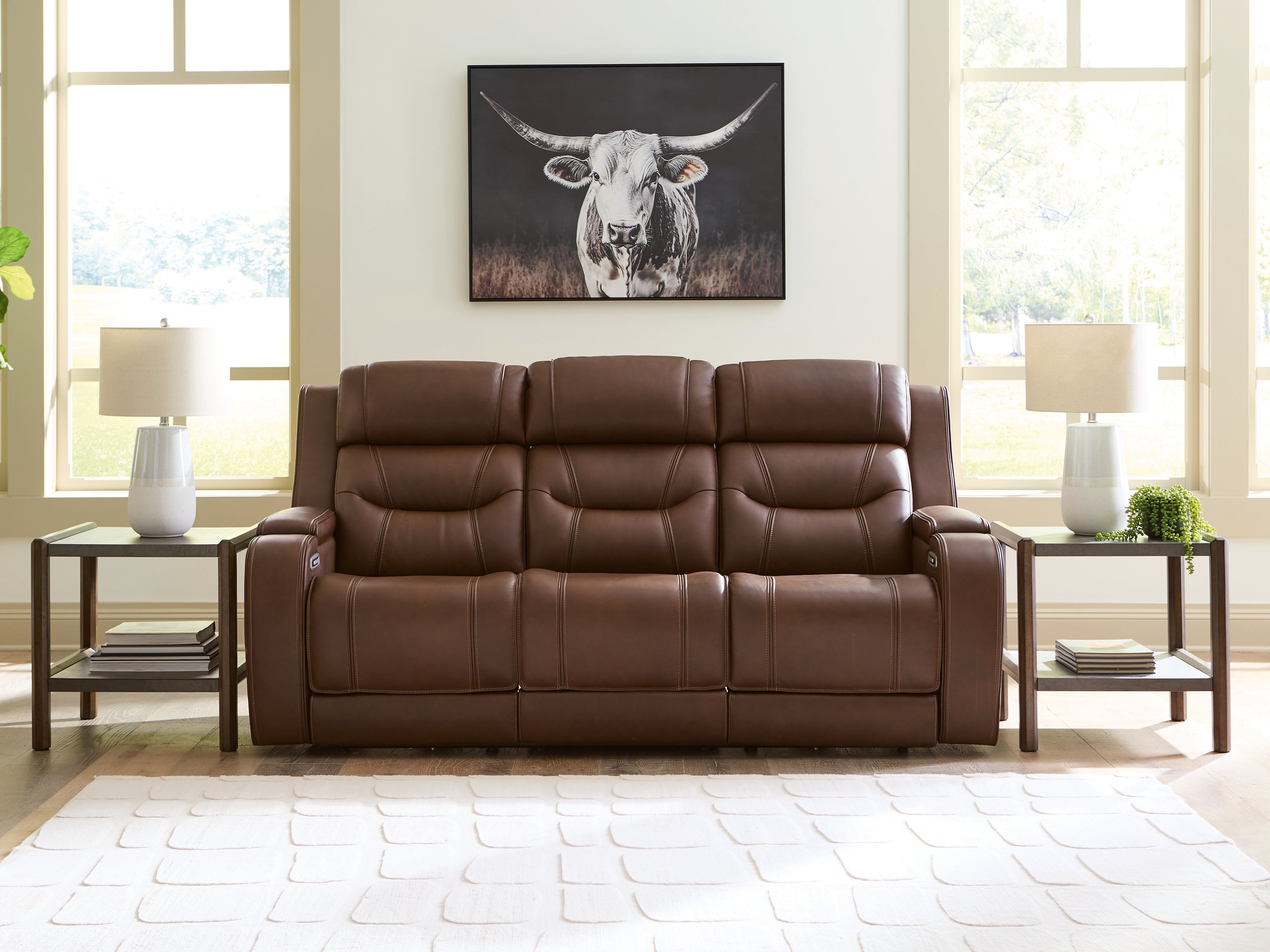 Homestyle Furniture - Ashley Furniture - Knightington Power Reclining Sofa with Audio Seating - PWR REC Sofa w/Audio Seating / Brown - PCU1160215A