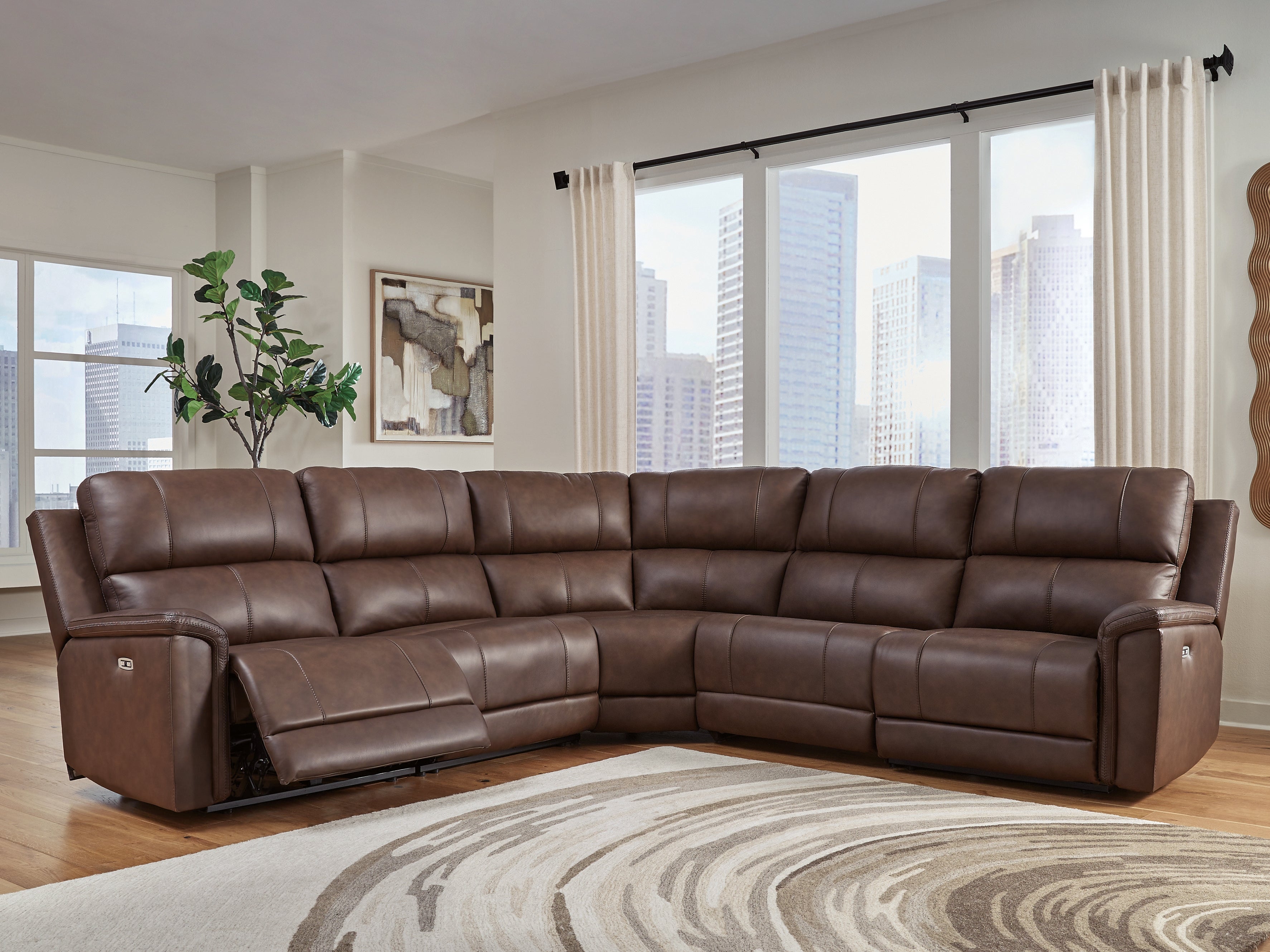 Homestyle Furniture - Ashley Furniture - Bleckley 5-Piece Power Reclining Sectional - 5-Piece Power Reclining Sectional / Espresso - PCU12001S4