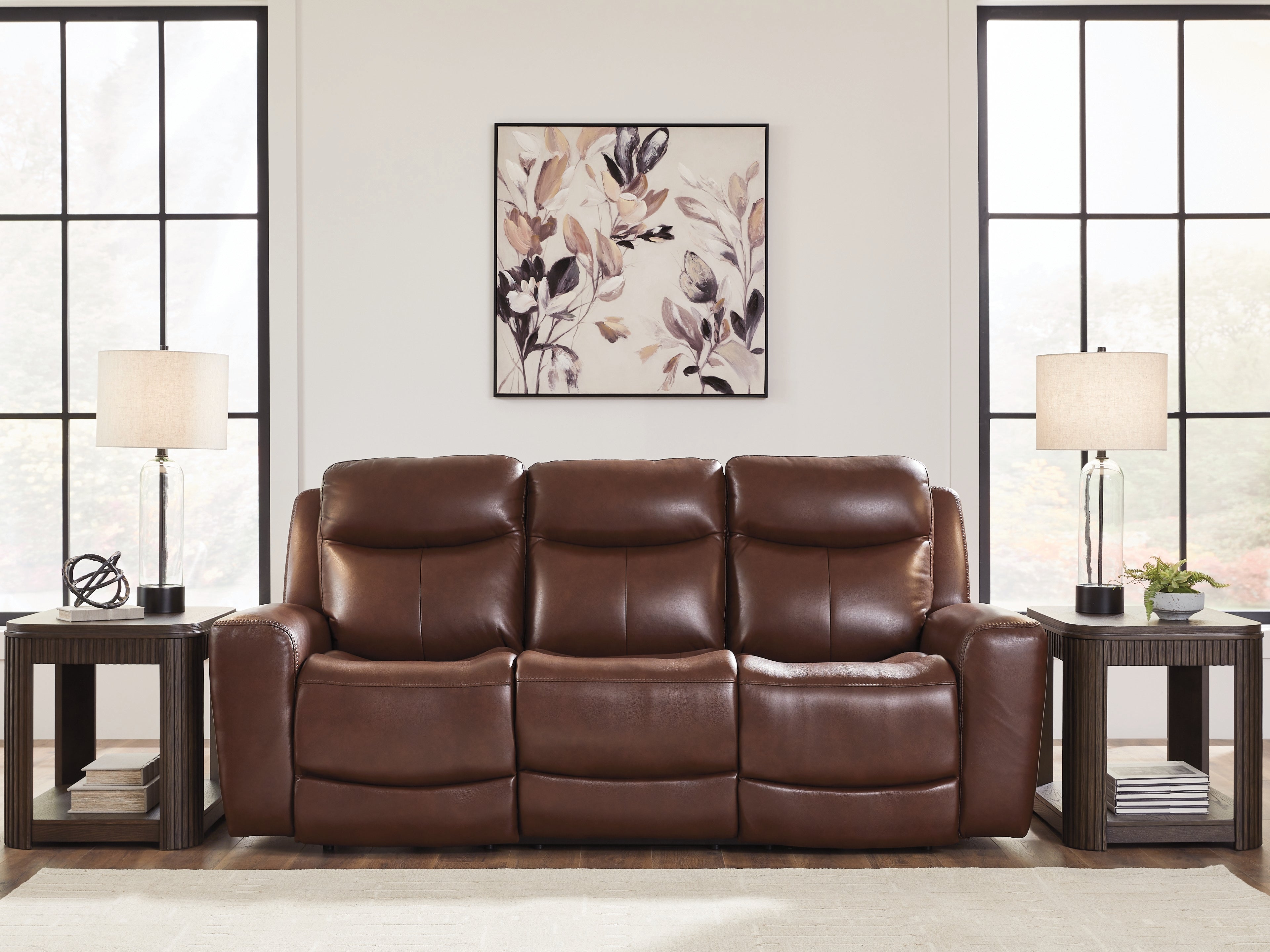 Homestyle Furniture - Ashley Furniture - Next Move Power Reclining Sofa - PWR REC Sofa with ADJ Headrest / Mahogany - PCU1210215